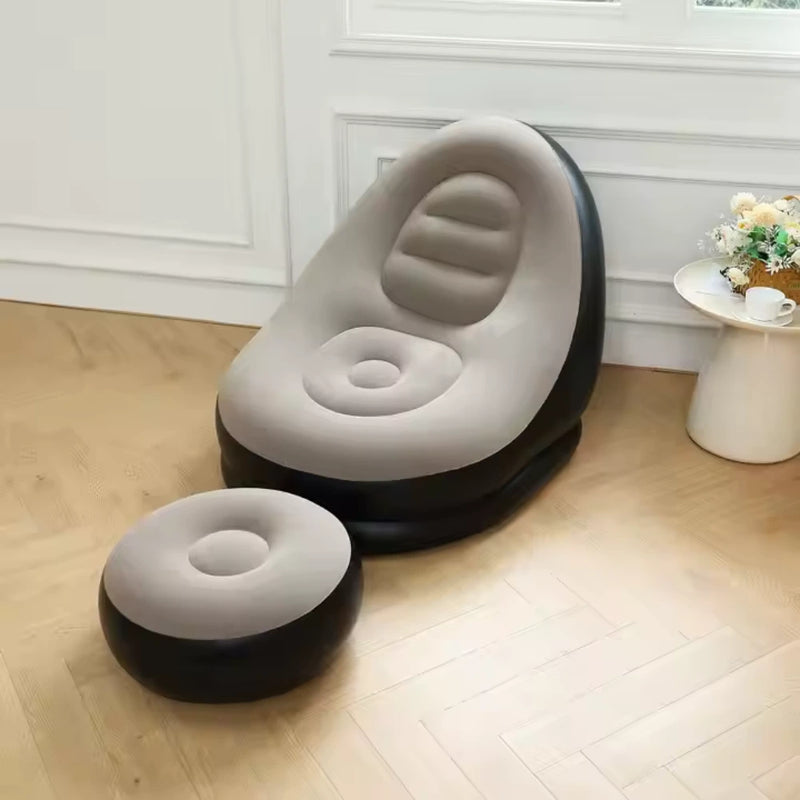 Sillín Inflable Portátil con Reposa Pies para Uso Versátil