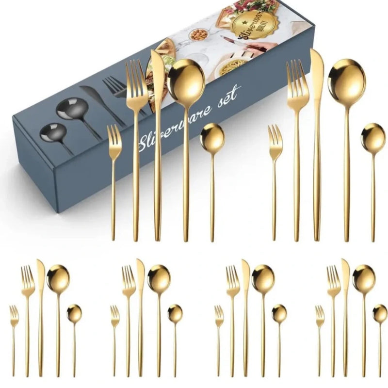 Set de Cubiertos de Acero Inoxidable 30 Piezas - Elegancia en tu Mesa
