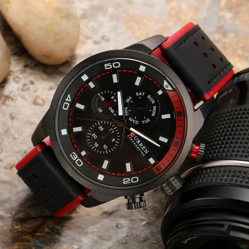 Reloj Curren 8250 de Cuero con Manecillas Luminosas para Hombre
