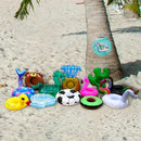 Set de 12 Flotadores Portavasos Tropicales Inflables para Piscina
