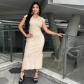 Vestido Rib Midi con Abertura Lateral – Moda Chic y Versátil