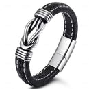Pulsera Magnética de Cuero Sintético Trenzado - Elegancia Masculina
