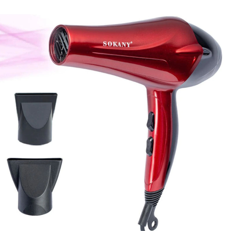 Secador de Pelo Sokany 2400W Rojo con 3 Velocidades y Bajo Ruido