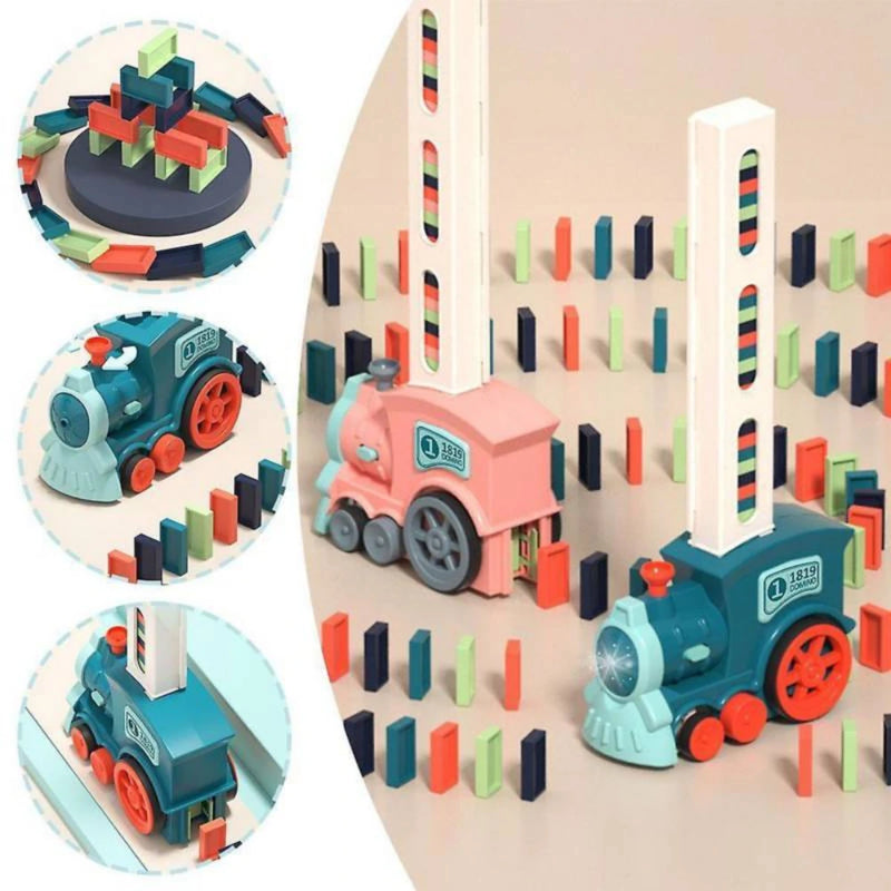 Tren Didáctico Azul Turquesa con Dominó para Niños