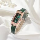 Reloj Verde Elegante con Correa de Cuero Sintético Ajustable