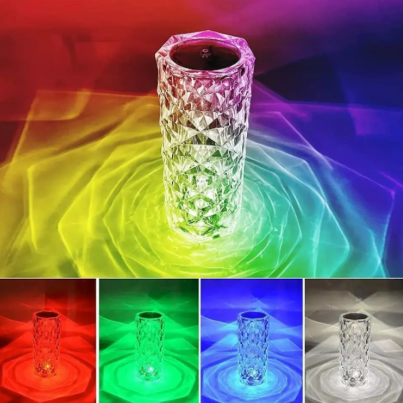 Innovadora Lámpara Ambiental 3D: Cristal LED Colores