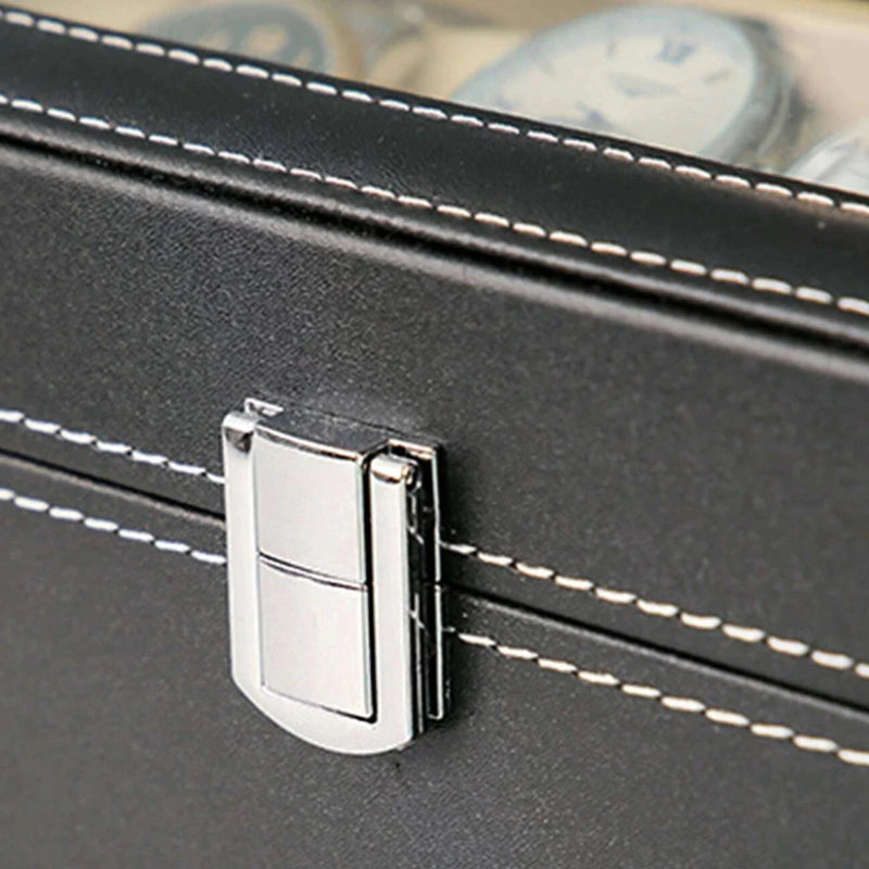 Organizador de Relojes X6 en Cuero Sintético con Tapa de Cristal