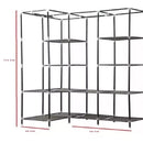 Closet Esquinero Portátil de Tela Negro con Barrales