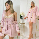 Pijama de Seda para Dama con Detalles de Encaje - Elegancia y Confort