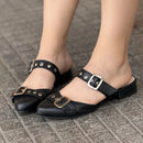 Baletas Elegantes con Doble Hebilla y Suela Resistente