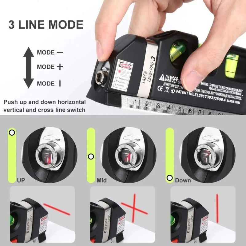 Nivel Láser Fixit Level Pro 3 con Cinta Métrica Integrada
