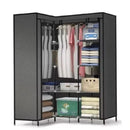 Closet Esquinero Portátil de Tela Negro con Barrales