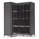 Closet Esquinero Portátil de Tela Negro con Barrales