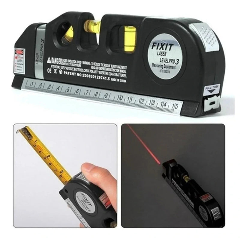 Nivel Láser Fixit Level Pro 3 con Cinta Métrica Integrada