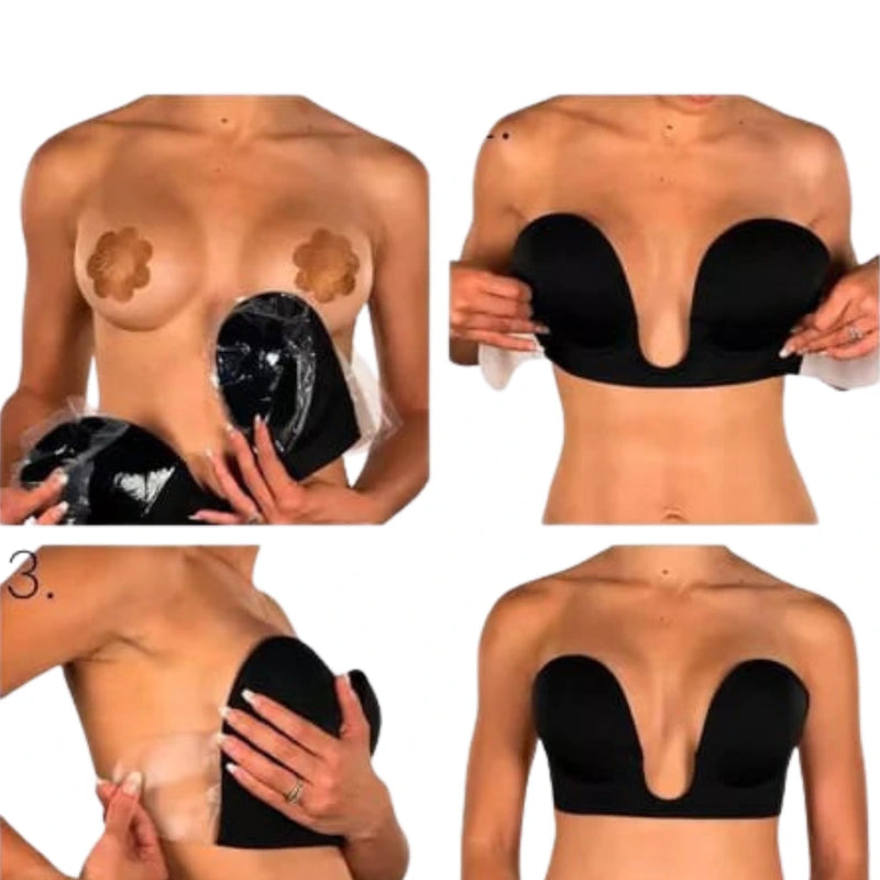 Brassier Adhesivo en U Negro: Comodidad y Estilo Discreto