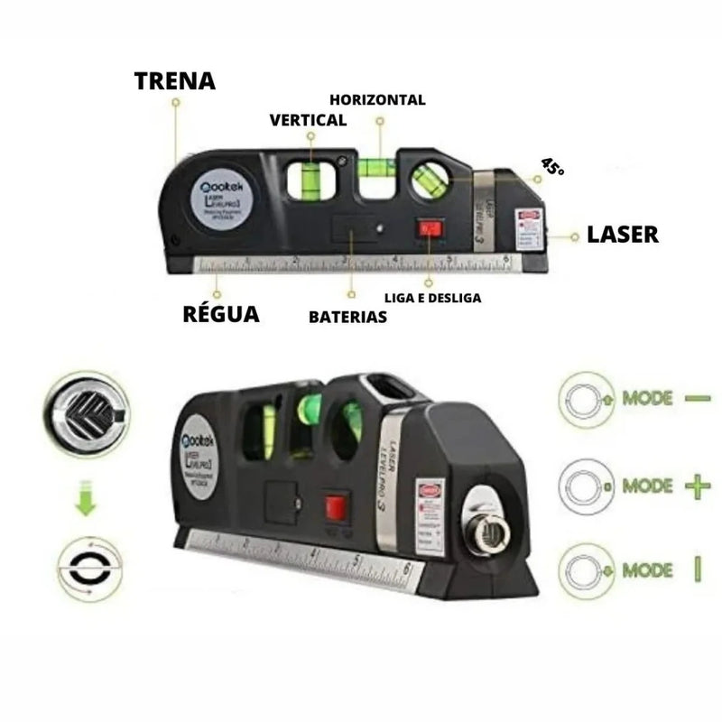 Nivel Láser Fixit Level Pro 3 con Cinta Métrica Integrada