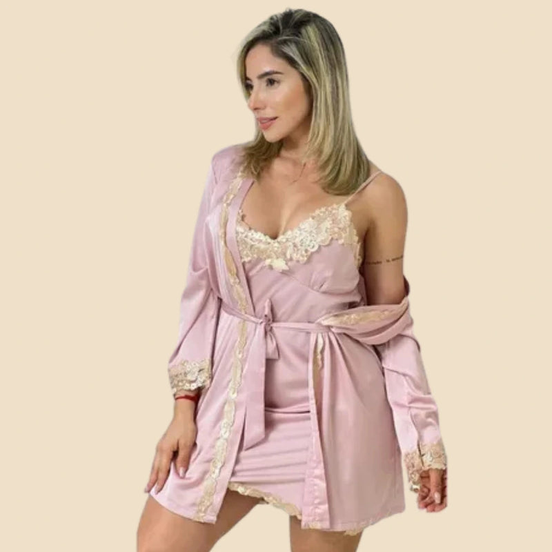 Pijama de Seda para Dama con Detalles de Encaje - Elegancia y Confort