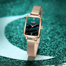 Reloj Elegante Retro Verde para Mujer con Correa de Acero