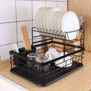 Escurridor de Platos 2 Niveles con Bandeja de Acero Inoxidable