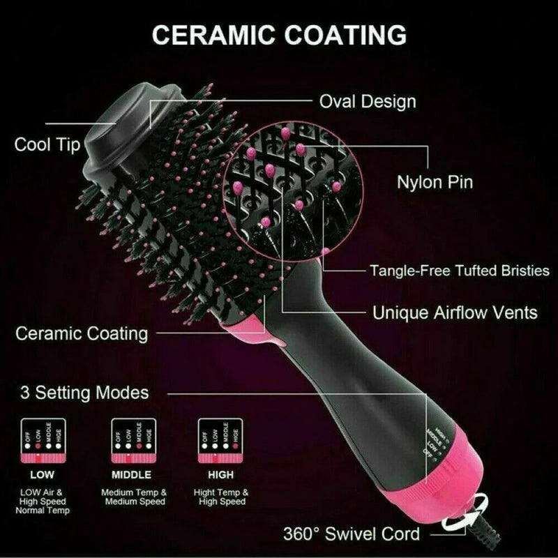 Combo Cepillo Plancha 2en1 + Cepillo Secador 3en1 para Cabello