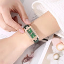 Reloj Verde Elegante con Correa de Cuero Sintético Ajustable