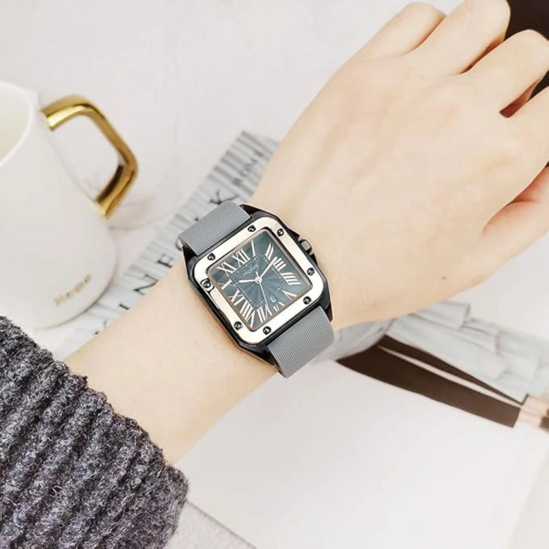 Reloj de Caballero con Detalles en Oro Rosa y Banda de Silicona