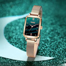 Reloj Verde Elegante de Dama con Correa de Acero Inoxidable