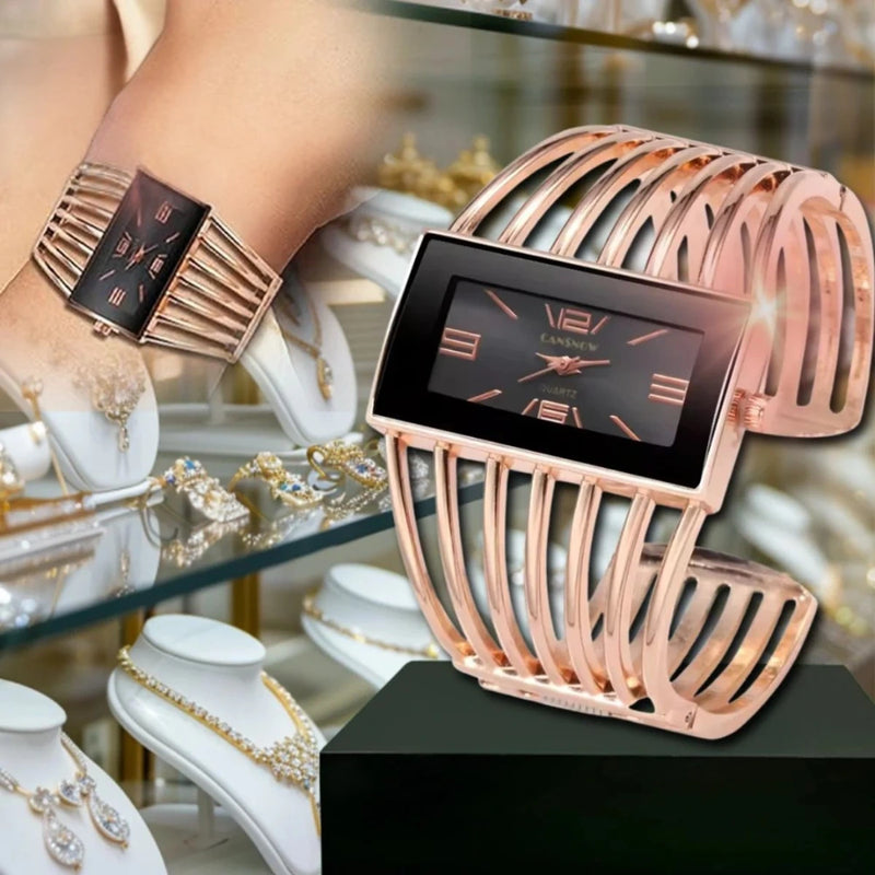 Dúo de Relojes Brazalete en Acero Inoxidable Oro Rosa