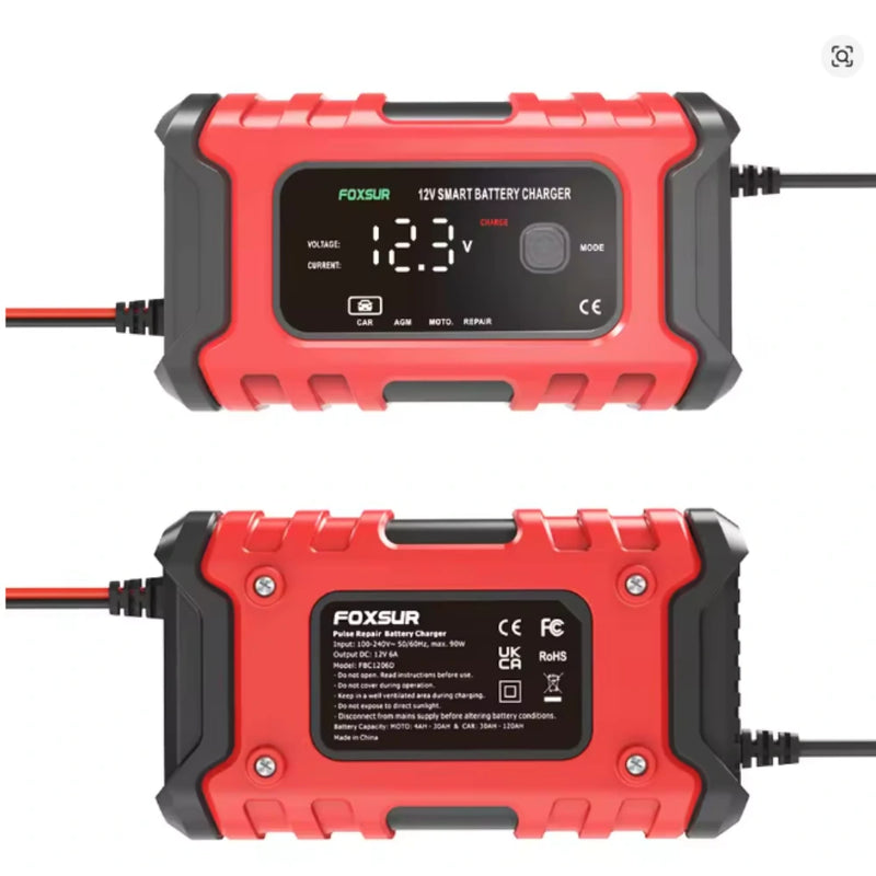 Cargador Inteligente de Batería 12V 6A con Protección Avanzada