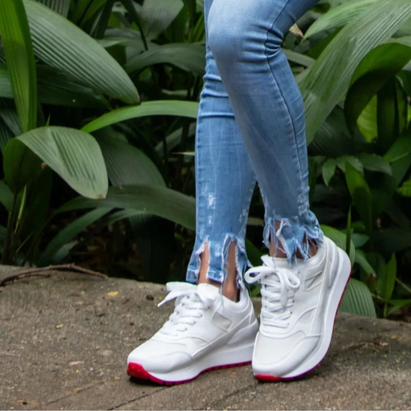 Tenis London Blanco Rojo para Mujer, Comodidad y Estilo Únicos