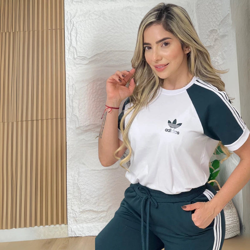 Conjunto Adidas Manga Raglán en Lycra y Tela Burda