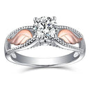 Anillo Alas de Ángel con Piedra de Topacio Blanco