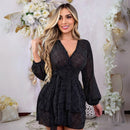 Vestido Corto de Seda con Manga Larga y Cinturón – Estilo Versátil