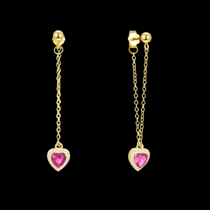 Pendientes Corazón de Acero Inoxidable con Detalles en Cristal