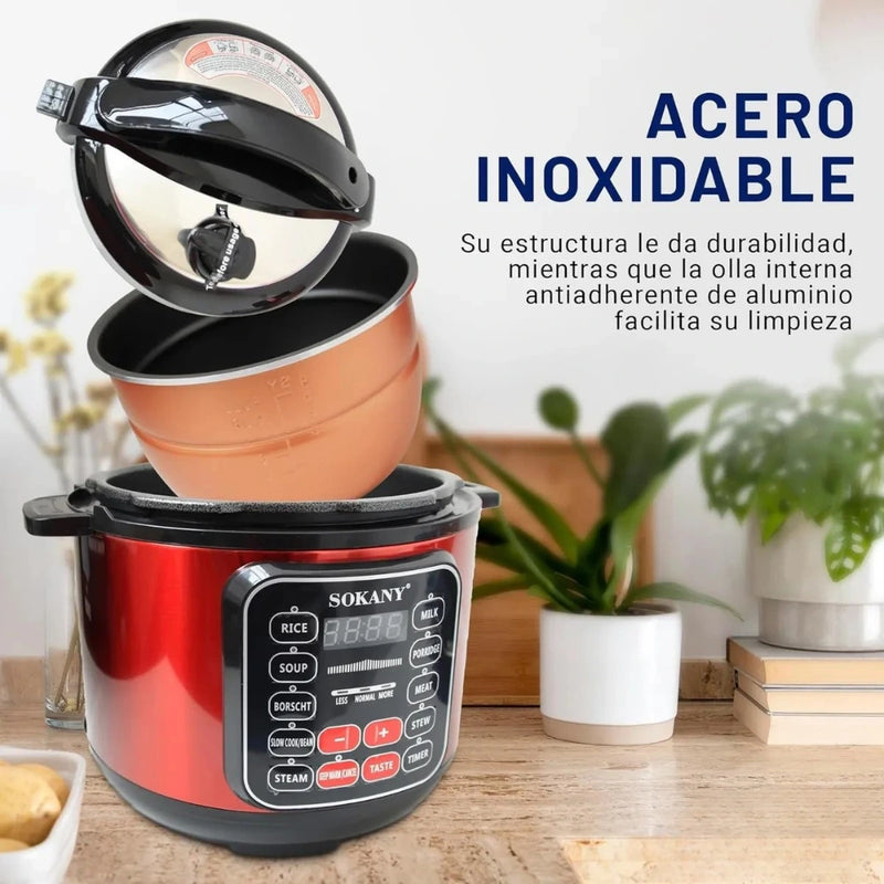 Olla a Presión Multifuncional en Acero Inoxidable con Pantalla LED