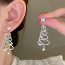 Aretes Navideños de Árbol con Circonitas para Mujer Joven