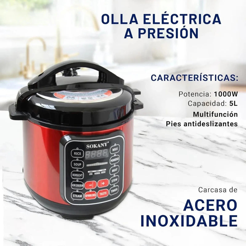 Olla a Presión Multifuncional en Acero Inoxidable con Pantalla LED