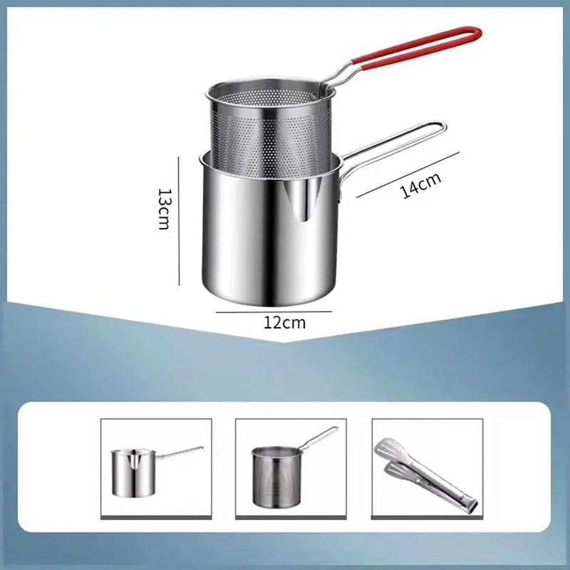 Olla Freidora Compacta de Acero Inoxidable con Cesta Coladora