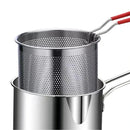 Olla Freidora Compacta de Acero Inoxidable con Cesta Coladora