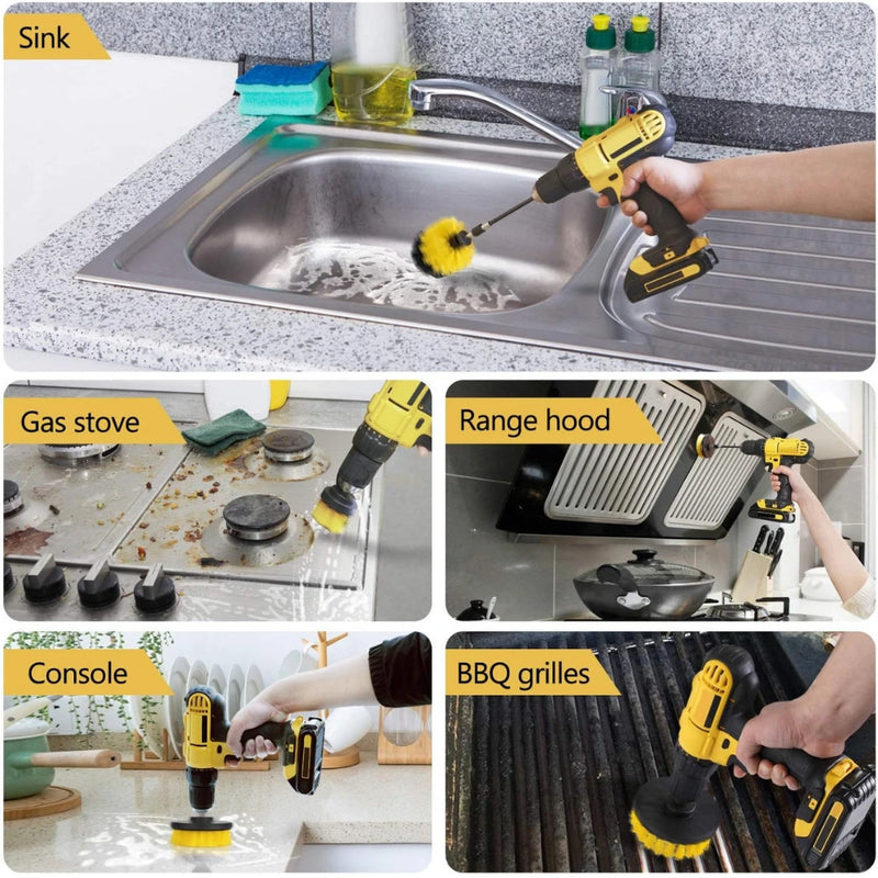 Kit de Cepillos para Taladro: Limpieza Profunda y Rápida