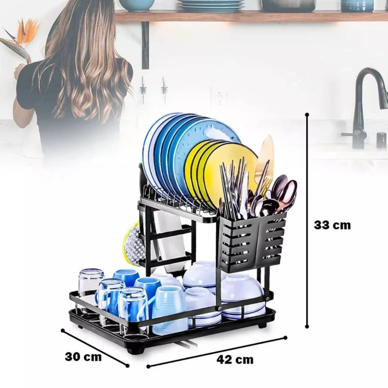 Escurridor de Platos 2 Niveles con Drenaje de Agua