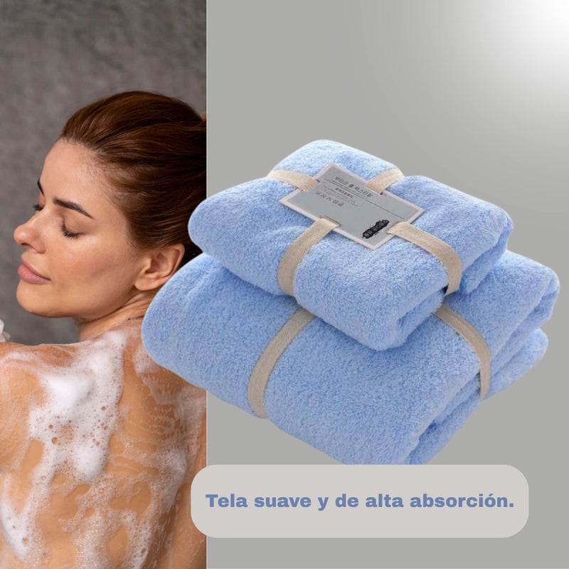 Juego de Toallas de Baño en Poliéster y Algodón Absorbentes