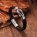 Pulsera Magnética de Cuero Sintético Trenzado - Elegancia Masculina