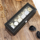 Organizador de Relojes X6 en Cuero Sintético con Tapa de Cristal