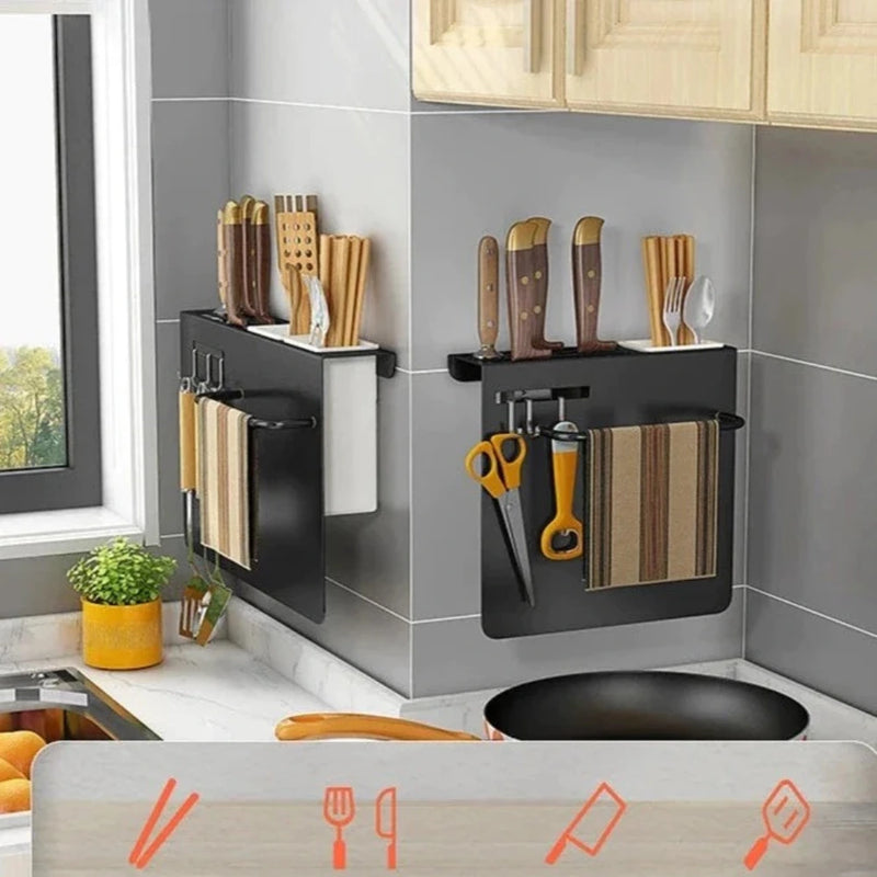 Organizador de Cubiertos de Aluminio Negro, Soporta 6 kg