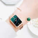 Reloj Verde Elegante de Dama con Correa de Acero Inoxidable