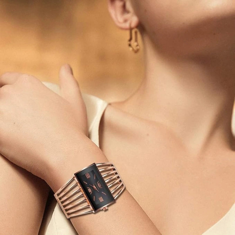 Dúo de Relojes Brazalete en Acero Inoxidable Oro Rosa