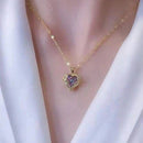 Collar de Corazón Oceano con Baño Dorado y Piedra Multicolor