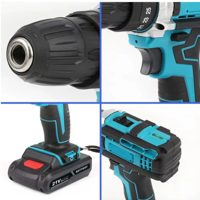 Taladro Percutor Inalámbrico 12V con Kit Completo de Herramientas