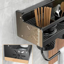 Estante Organizador de Cocina Montado en Pared, Negro Mate